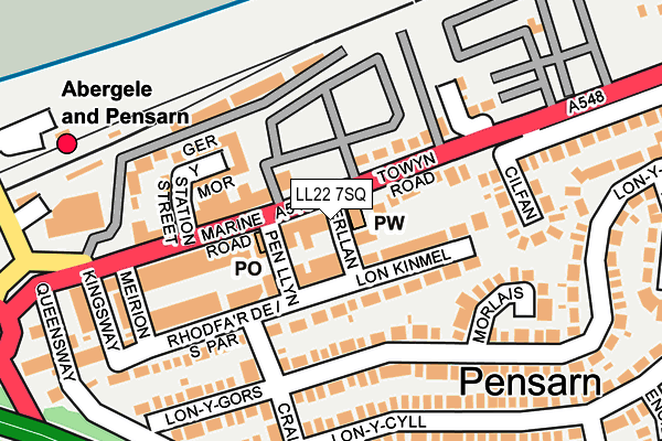 LL22 7SQ map - OS OpenMap – Local (Ordnance Survey)