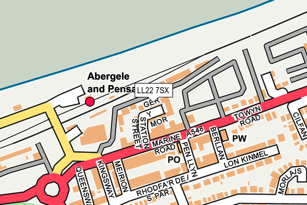 LL22 7SX map - OS OpenMap – Local (Ordnance Survey)