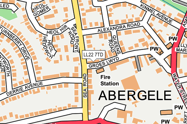 LL22 7TD map - OS OpenMap – Local (Ordnance Survey)