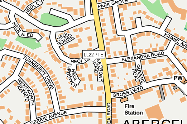 LL22 7TE map - OS OpenMap – Local (Ordnance Survey)