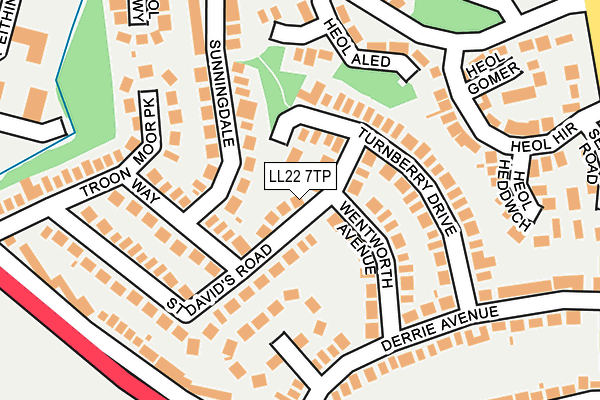 LL22 7TP map - OS OpenMap – Local (Ordnance Survey)