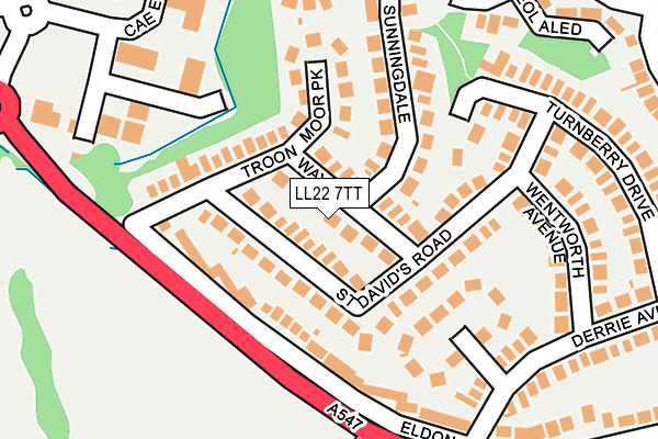LL22 7TT map - OS OpenMap – Local (Ordnance Survey)