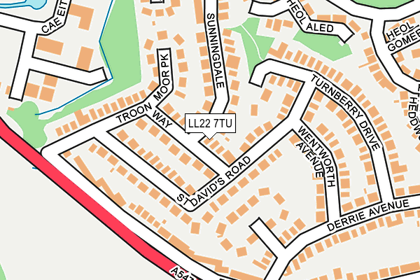 LL22 7TU map - OS OpenMap – Local (Ordnance Survey)