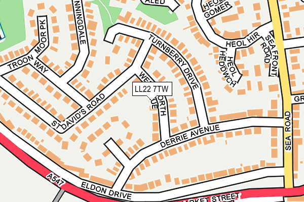 LL22 7TW map - OS OpenMap – Local (Ordnance Survey)