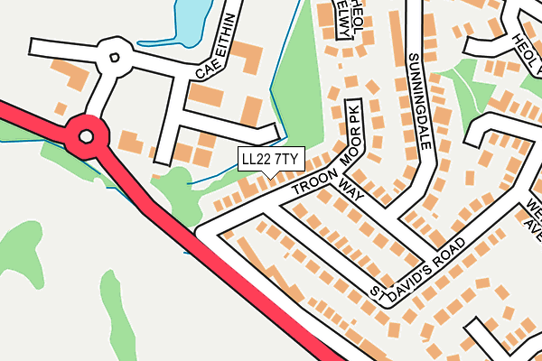 LL22 7TY map - OS OpenMap – Local (Ordnance Survey)