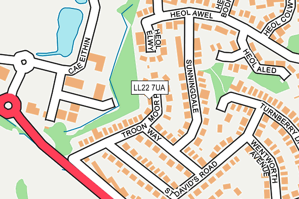 LL22 7UA map - OS OpenMap – Local (Ordnance Survey)