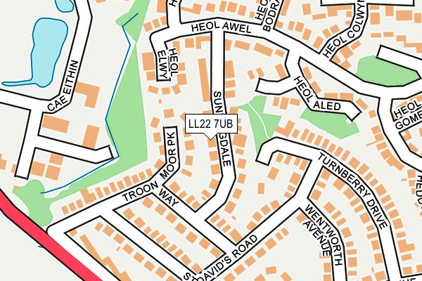 LL22 7UB map - OS OpenMap – Local (Ordnance Survey)