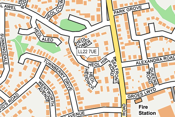 LL22 7UE map - OS OpenMap – Local (Ordnance Survey)