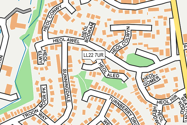 LL22 7UR map - OS OpenMap – Local (Ordnance Survey)