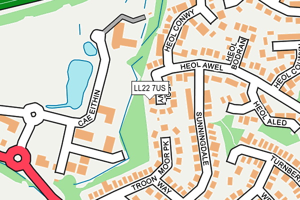 LL22 7US map - OS OpenMap – Local (Ordnance Survey)