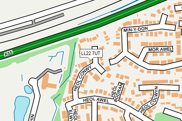 LL22 7UT map - OS OpenMap – Local (Ordnance Survey)