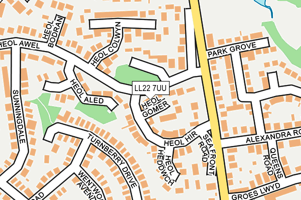 LL22 7UU map - OS OpenMap – Local (Ordnance Survey)