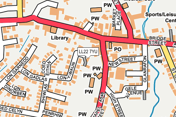 LL22 7YU map - OS OpenMap – Local (Ordnance Survey)