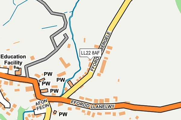 LL22 8AF map - OS OpenMap – Local (Ordnance Survey)