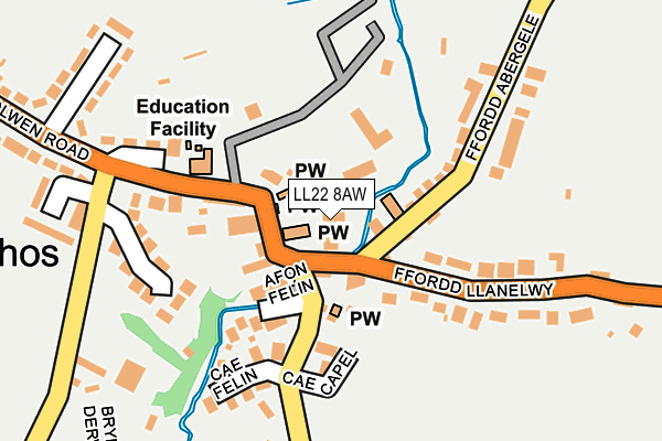 LL22 8AW map - OS OpenMap – Local (Ordnance Survey)
