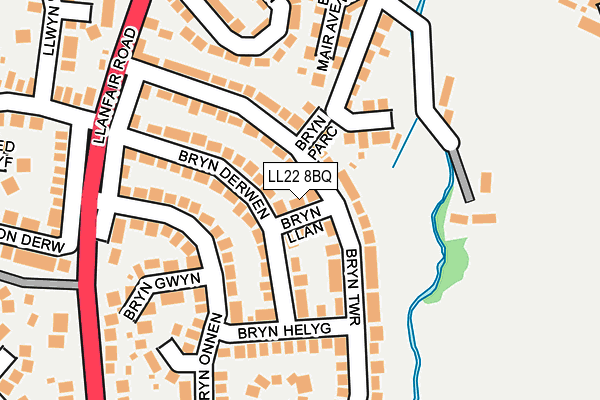 LL22 8BQ map - OS OpenMap – Local (Ordnance Survey)