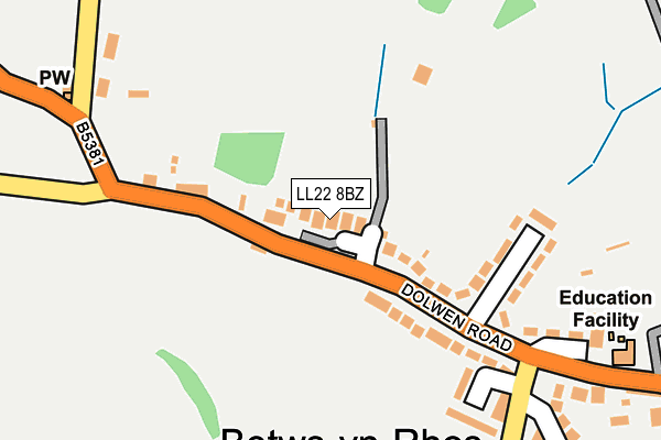 LL22 8BZ map - OS OpenMap – Local (Ordnance Survey)