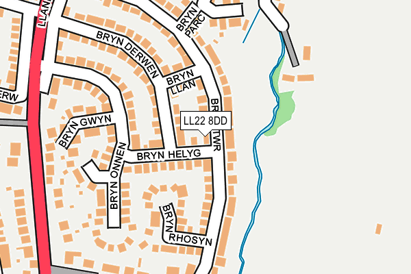 LL22 8DD map - OS OpenMap – Local (Ordnance Survey)
