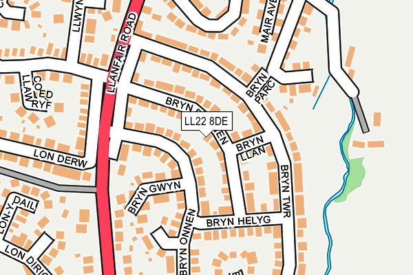 LL22 8DE map - OS OpenMap – Local (Ordnance Survey)