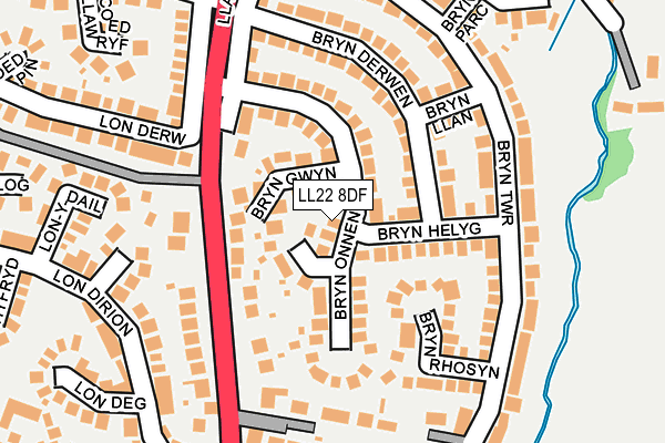 LL22 8DF map - OS OpenMap – Local (Ordnance Survey)