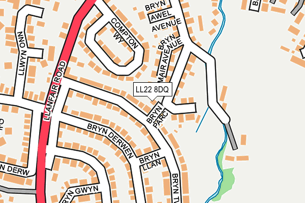 LL22 8DQ map - OS OpenMap – Local (Ordnance Survey)