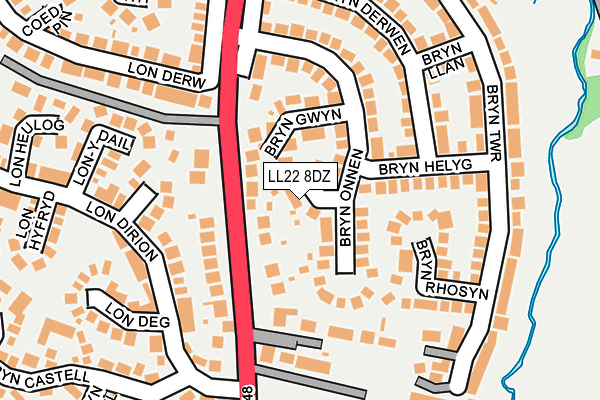 LL22 8DZ map - OS OpenMap – Local (Ordnance Survey)