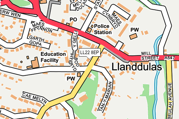 LL22 8EP map - OS OpenMap – Local (Ordnance Survey)