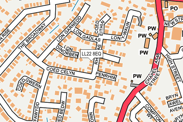 LL22 8EQ map - OS OpenMap – Local (Ordnance Survey)