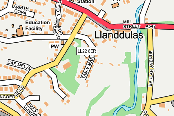 LL22 8ER map - OS OpenMap – Local (Ordnance Survey)