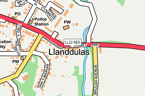 LL22 8ES map - OS OpenMap – Local (Ordnance Survey)