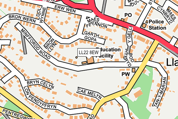 LL22 8EW map - OS OpenMap – Local (Ordnance Survey)