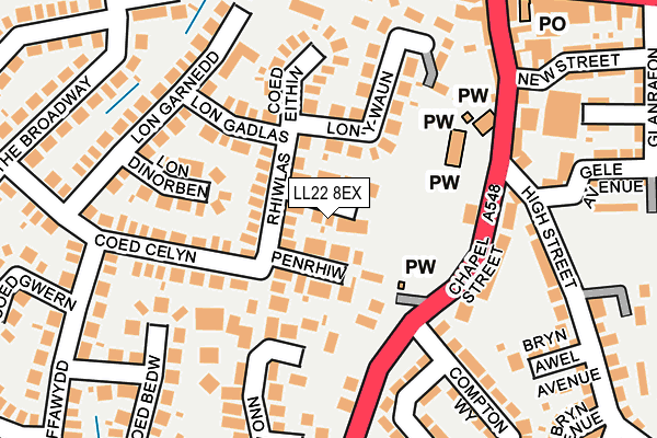 LL22 8EX map - OS OpenMap – Local (Ordnance Survey)