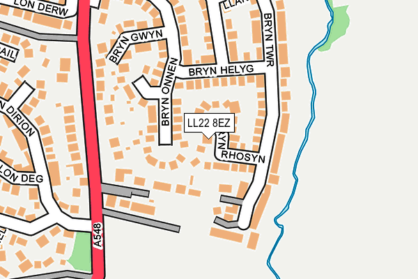 LL22 8EZ map - OS OpenMap – Local (Ordnance Survey)