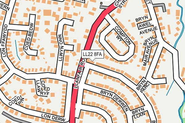 LL22 8FA map - OS OpenMap – Local (Ordnance Survey)