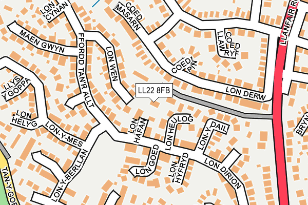 LL22 8FB map - OS OpenMap – Local (Ordnance Survey)