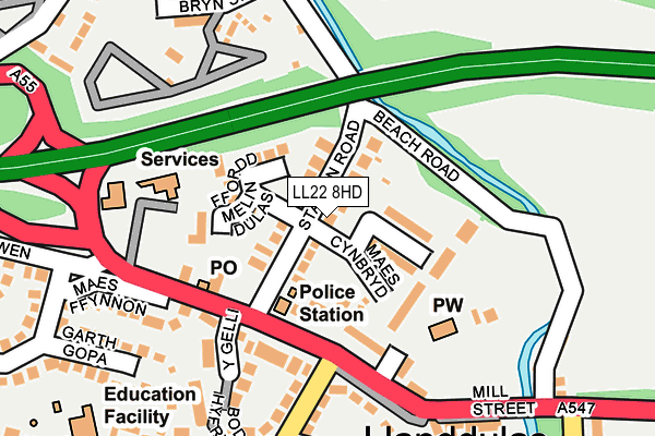 LL22 8HD map - OS OpenMap – Local (Ordnance Survey)