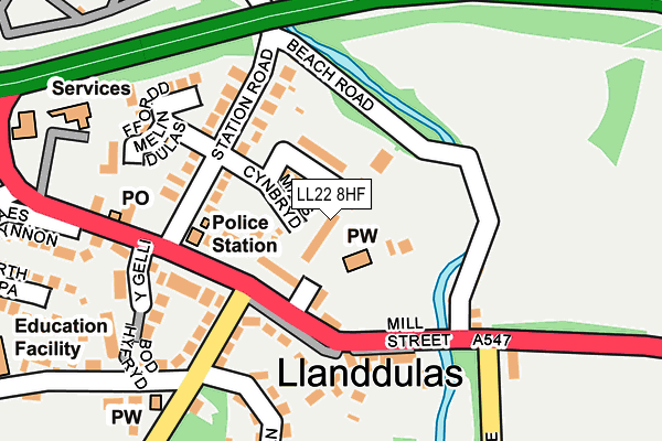 LL22 8HF map - OS OpenMap – Local (Ordnance Survey)