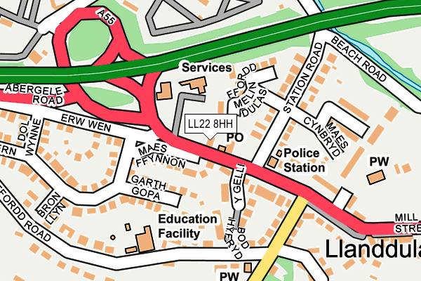 LL22 8HH map - OS OpenMap – Local (Ordnance Survey)