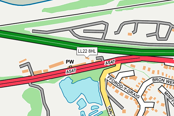 LL22 8HL map - OS OpenMap – Local (Ordnance Survey)