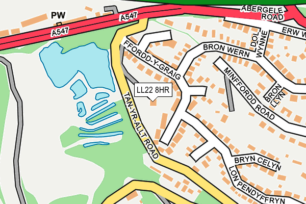 LL22 8HR map - OS OpenMap – Local (Ordnance Survey)