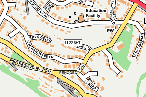 LL22 8HT map - OS OpenMap – Local (Ordnance Survey)