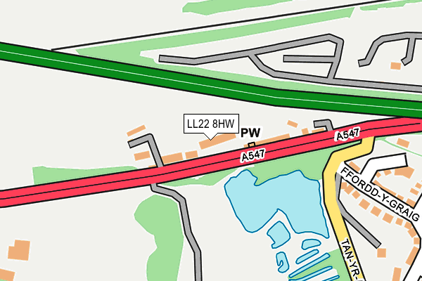 LL22 8HW map - OS OpenMap – Local (Ordnance Survey)