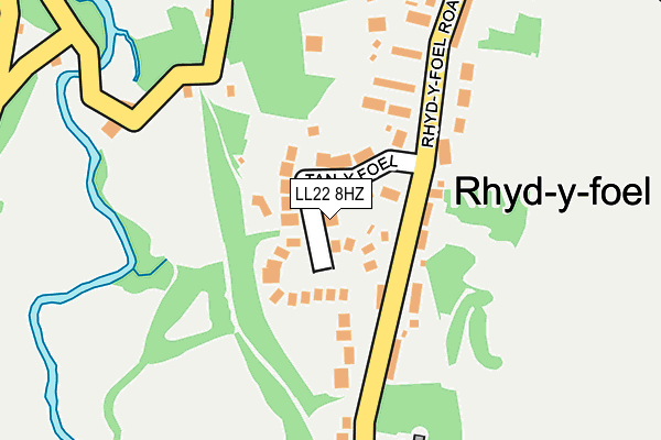 LL22 8HZ map - OS OpenMap – Local (Ordnance Survey)