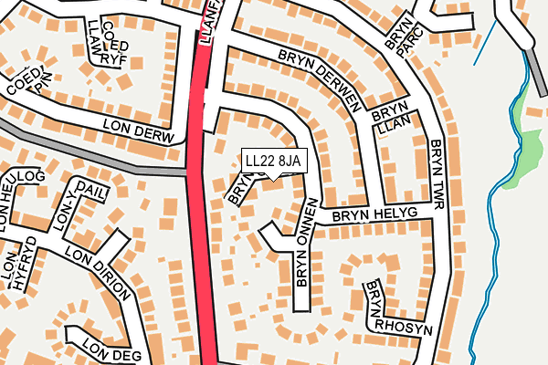 LL22 8JA map - OS OpenMap – Local (Ordnance Survey)