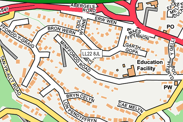 LL22 8JL map - OS OpenMap – Local (Ordnance Survey)