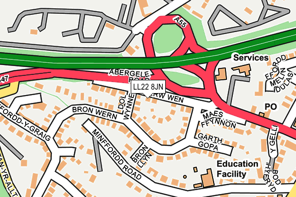 LL22 8JN map - OS OpenMap – Local (Ordnance Survey)