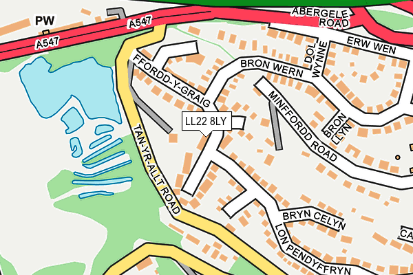 LL22 8LY map - OS OpenMap – Local (Ordnance Survey)