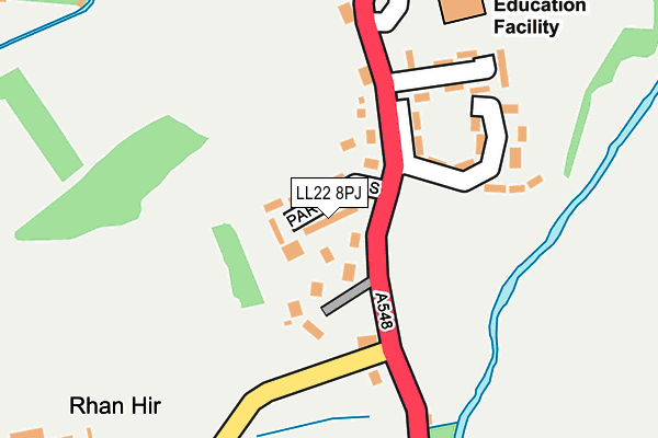 LL22 8PJ map - OS OpenMap – Local (Ordnance Survey)