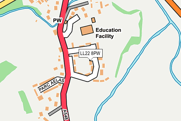 LL22 8PW map - OS OpenMap – Local (Ordnance Survey)