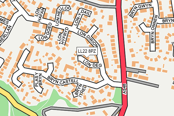LL22 8PZ map - OS OpenMap – Local (Ordnance Survey)